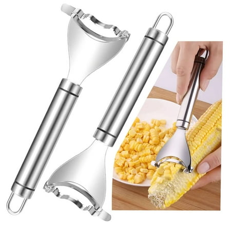 2 Pack Corn Peeler, Stainless Steel Corn Thresher Corn Planer Cutter Corn Scraper Cob Remover Tool
