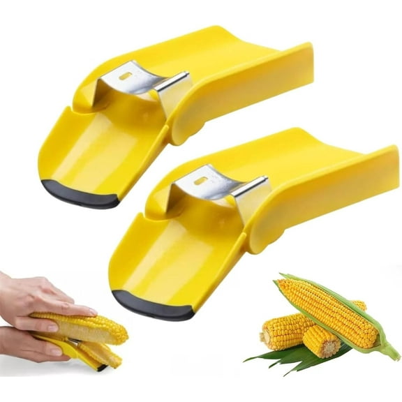 2 Pack Corn Stripper, Corn Peeler, Corn Kernels Remover & Cutter, Cob Stripping Tool, Yellow
