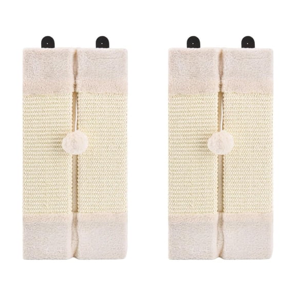 2 Pack Corner Cat Scratching Pad With Hanging Ball, Indoor Cat Wall Mounted Scratch Panel