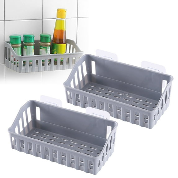 2-Pack Corner Storage Rack, Shower Caddy Organizer Shelf Rack Hanging Wall Mount Organizer Basket for Kitchen, Bathroom, Shower, Sponges, Cleaning Tools, Space Saving Design Gray 2pc