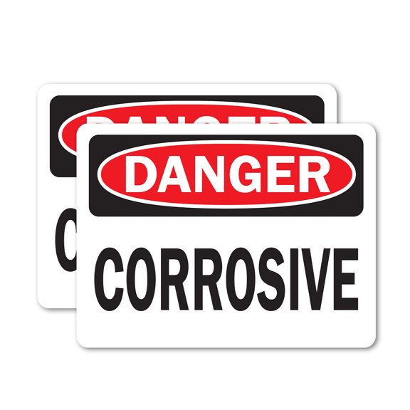 (2 Pack) Corrosive OSHA Danger Sign 5 Inch X 3.5 Inch Vinyl Label Decal Sticker Weather Resistant, UV Protected for Workplace, Business, and Construction Site, Made in the USA