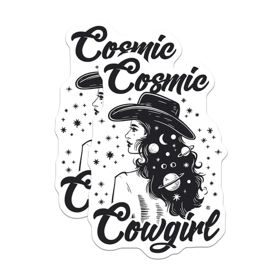 (2 Pack) Cosmic Cowgirl Magnets - Western Style Space Decor - Celestial Rodeo Magnet - 5" On Longest Side - Premium Magnet - for Cars, Refrigerators, Toolboxes, Lockers - Made in USA - MAG18100