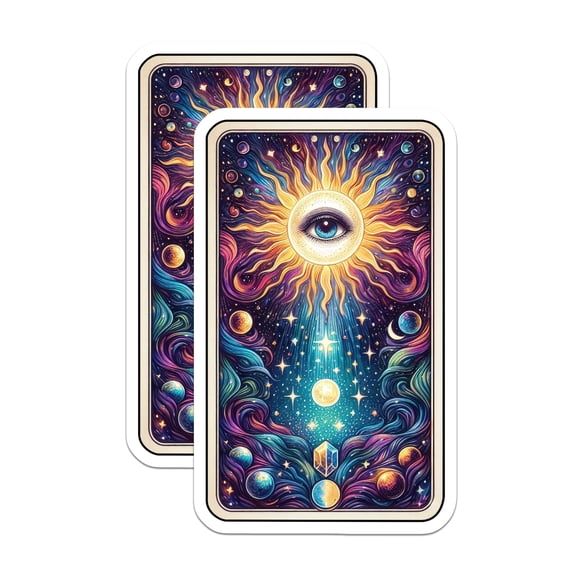(2 Pack) Cosmic Eye Magnets - Mystical Sun All Seeing Eye Visionary Art - Celestial Universe Starry Sky Home Decor - 5 Inches On Longest Side - Thick Durable Magnet - Made in USA - MAG22040