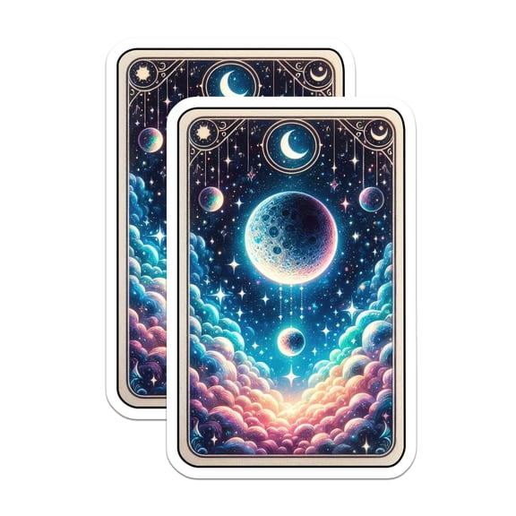 (2 Pack) Cosmic Moon Magnets - Starry Night Sky Decor - Celestial Fantasy Art - 5 Inches On Longest Side - Thick Durable Magnet - Made in USA - MAG22276