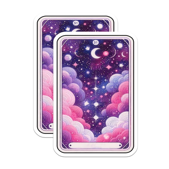 (2 Pack) Cosmic Night Sky Magnets - Dreamy Pastel Galaxy Decor - Ethereal Star Moon Clouds Aesthetic - 5 Inches On Longest Side - Thick Durable Magnet - Made in USA - MAG21477