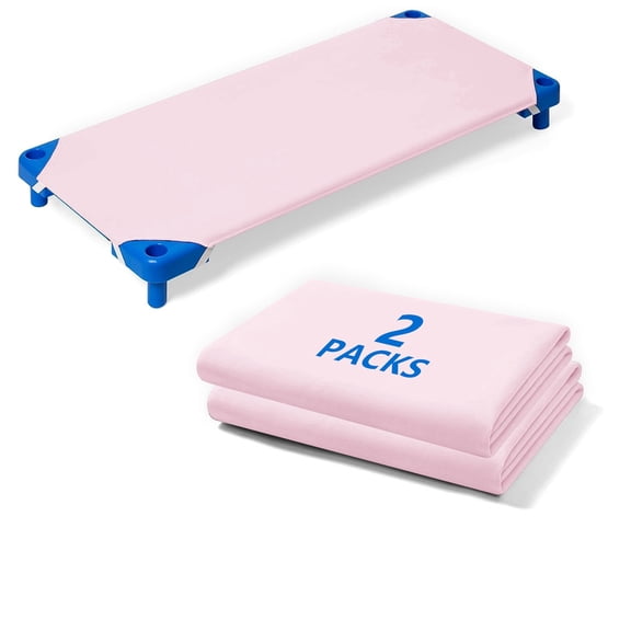 GOLDCOLIN 2 Pack Cot Sheets Standard Size Fits 23" x 51" Cot , Soft Brushed Microfiber Fitted Cot Cover ,Pink