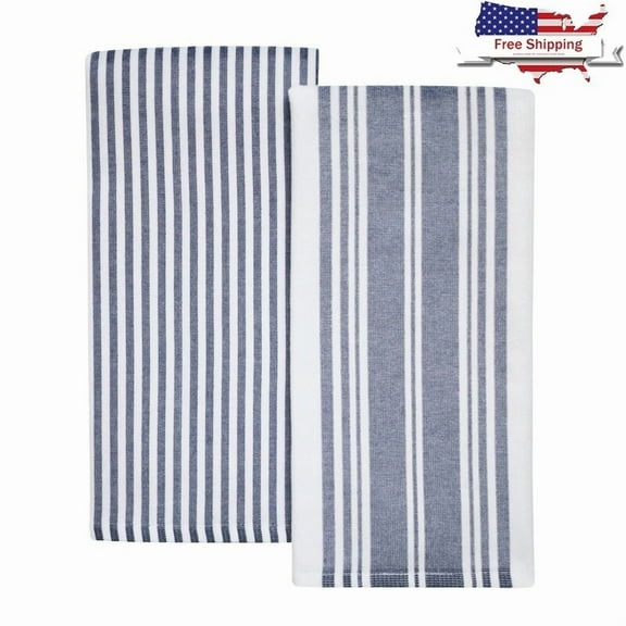 2 Pack Cotton Kitchen Towels Oversized Highly Absorbent Fast Drying Dish Wiping