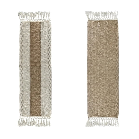 2 Pack Cotton Linen Table Runner with Tassels, 0.98 x 5.91ft Hollow Woven Table Runner for Dining Table Wedding Party Home Decor