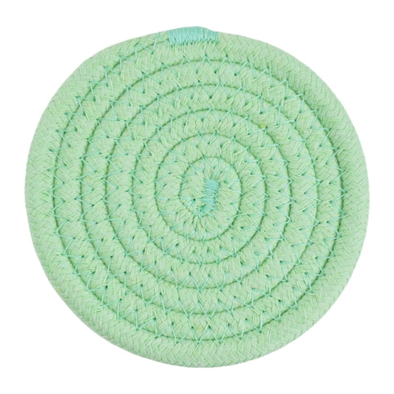 2 Pack Cotton Rope Coasters – 11cm Heat-Resistant Trivets in Mint Green, Handwoven Placemats for Hot Drinks, Coffee Cups, Ideal for Table Decor in Kitchen, Office & Home