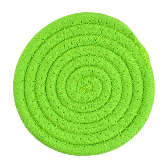 2 Pack Cotton Rope Coasters 18cm – Heat Resistant Woven Placemats for Hot Cups, Rustic Farmhouse Table Decor for Kitchen, Dining & Office, Green