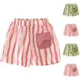 thumbnail image 1 of 2 Pack Cotton Shorts for Newborns Kids with Pocket 6M-3Y Toddlers Boys & Girls Cute Stripe Printed Elastic Mid Waisted Wide Leg Loungewear Short, 1 of 6
