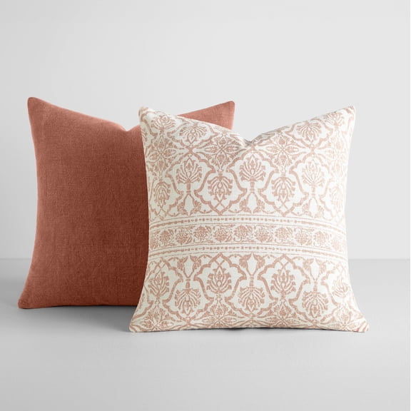2-Pack Cotton Slub Decor Throw Pillows in Antique Floral by Comfort Canopy