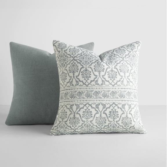 2-Pack Cotton Slub Decor Throw Pillows in Antique Floral by Comfort Canopy