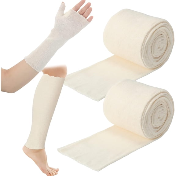 2 Pack Cotton Stockinette Tubular Elastic Wrap Cast Stockinette Roll for Arm Leg(2 Inches X 16.4 ft)