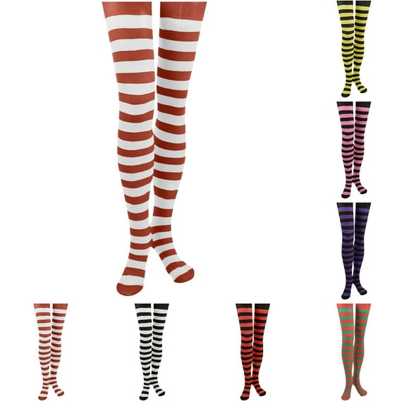 2 Pack Cotton Stockings Tights for Girls 6-8 Years Kids Trendy Stripe Printed Soft Dancing Toe Pantyhose Hosiery Socks