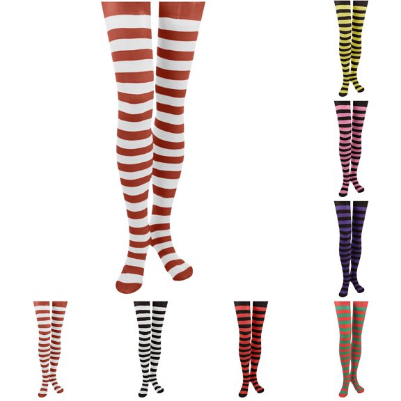2 Pack Cotton Stockings Tights for Girls 6-8 Years Kids Trendy Stripe Printed Soft Dancing Toe Pantyhose Hosiery Socks