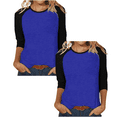 thumbnail image 1 of 2 Pack Cotton T Shirts for Women Crew Neck Raglan 3/4 Sleeve Loose Tee Casual Fall Tops Basic Tshirts Bulk, XL Dark Blue x2, 1 of 6