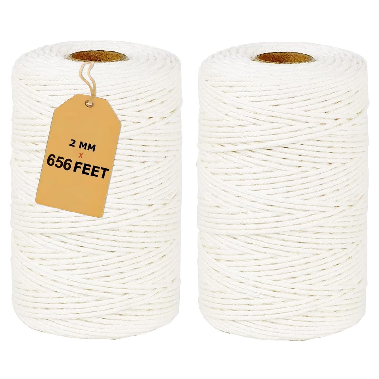 2 Pack Cotton Twine String 656 Feet Long White Twine Rope for Cooking ...