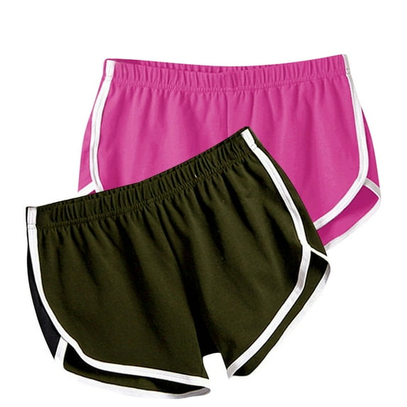 2 Pack: Womens Cotton Yoga Dance Short Pants Summer Athletic Cycling Hiking Sports Shorts Dolphin Soft Comfy Shorts