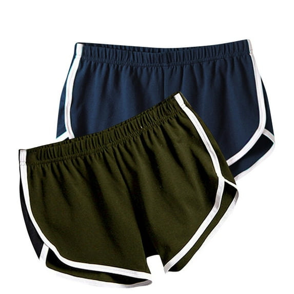 2 Pack: Womens Cotton Yoga Dance Short Pants Summer Athletic Cycling Hiking Sports Shorts Dolphin Soft Comfy Shorts