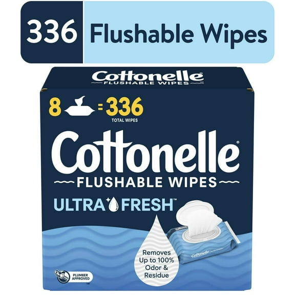 (2 Pack) Cottonelle Ultra Fresh Flushable Wet Wipes, 8 Flip-Top Packs