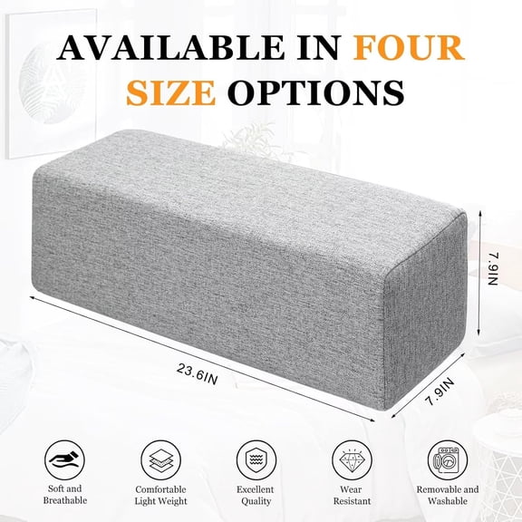 2 Pack Couch Arm Pillow Linen Armrest Cushion High Density Foam Removable Washable Headboard Elbow Support for Armchair Sofa Bed Beige 7.9x7.9x19.7