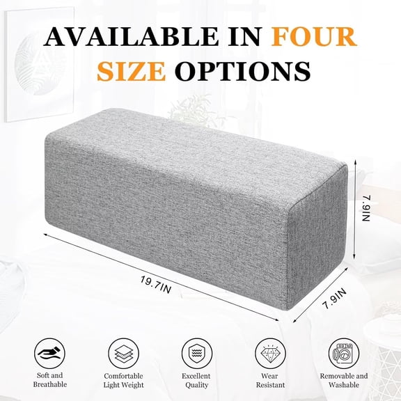 2 Pack Couch Arm Rest Pillow Linen Armrest Cushion, High Density Foam Pillows, Removable & Washable Headboard Elbow Support for Armchair Sofa Bed,Light Gray,7.9x7.9x19.7