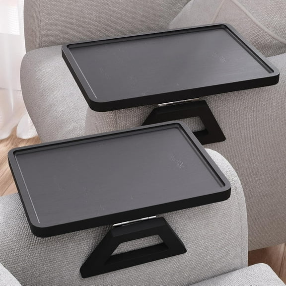 2 Pack Couch Arm Tray,Bamboo Folding Sofa Tray,Sofa Armrest Trays Clip-On Couch Desk for Drinks,Snacks,Phone,Remote Control(Natural)