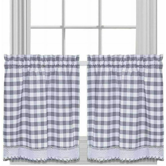 2 Pack Country Farmhouse Plaid Checkered Café Tier Curtains - Assorted Colors