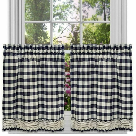 2 Pack Country Farmhouse Plaid Checkered Café Tier Curtains - Assorted Colors