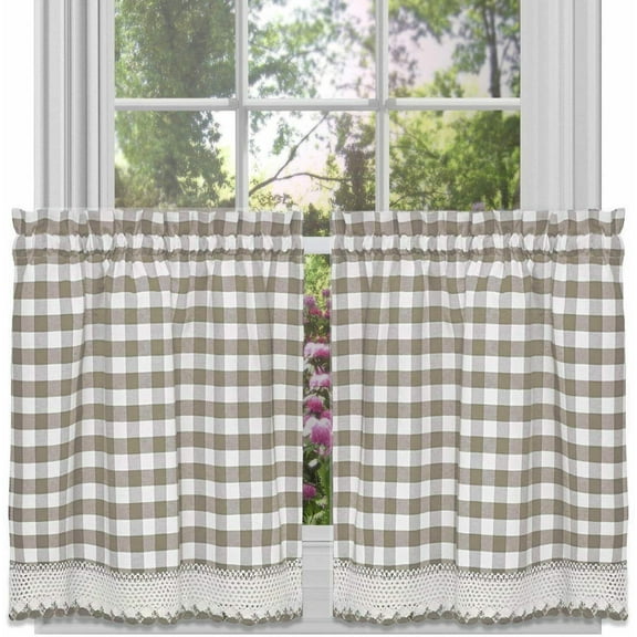 2 Pack Country Farmhouse Plaid Checkered Café Tier Curtains - Assorted Colors