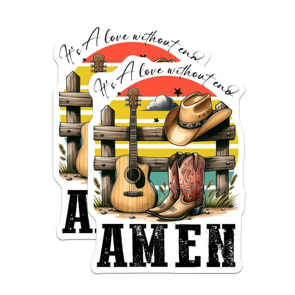 (2 Pack) Country Music Stickers - Cowboy Boot Decals - Guitar Western Sticker- 5" On Longest Side - Sticks to Smooth Flat Surfaces - Made in USA - BMCS16431