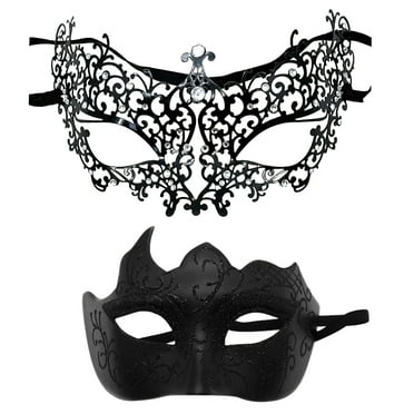 2 Pack Couple Face Guard Metal Masks Birthday Party Supplies Face Guard Party Favors Face Guard Carnival Face Led Face Mask Guard Role Play Party Dance Wedding Party Fac