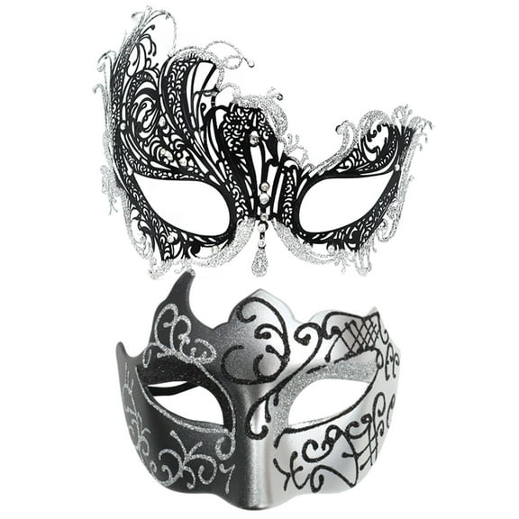 2 Pack Couple Face Guard Metal Rave Mask Face Guard Mask Face Guard Carnival Face Party Favors Guard Role Play Party Boywithuke Mask Dance Wedding Party Face Guard Masqu
