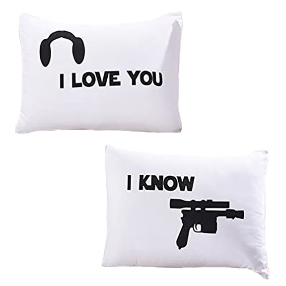 2-Pack Couple Pillowcase Set, "I Love You" "I Know" Funny Quote Pillow Covers, Soft Cotton Pillow Cases for Couples, Bedroom Decor, Anniversary & Valentines Gift (Standard Size, White)