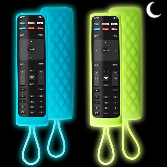 2 Pack Cover for Vizio Remote, Compatible with Vizio Remote Case XRT136 / XRT140 Series Universal Smart TV Control Replacement Silicone Skin Sleeve(Glow Green + Glow Blue)