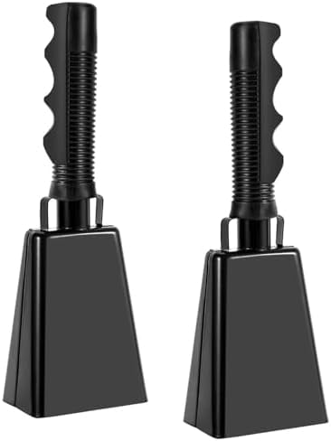 2 Pack Cowbell, 9 Inch Noise Maker Cowbells for Sporting Events, Football Games, Stadiums, Party, Concert, Graduations, School, Farm Ranch, Percussion Noise Makers with Handle