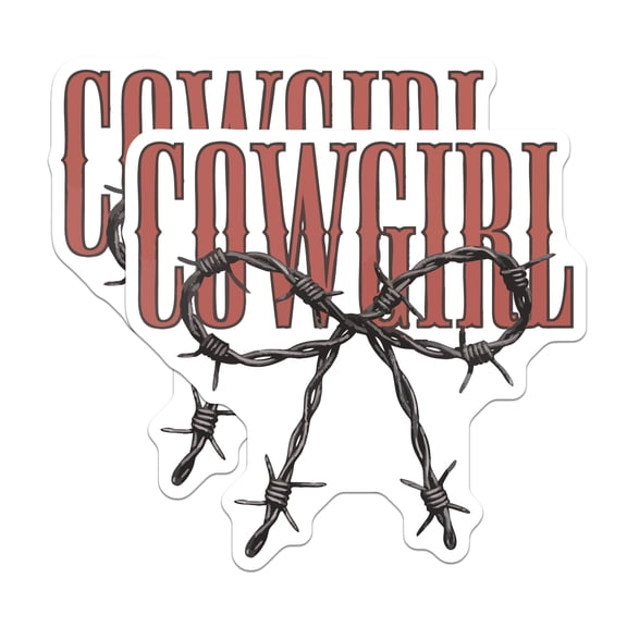(2 Pack) Cowgirl Magnets - Western Barbed Wire Decals - Rustic Country Kitchen Decor - Southern Flair Refrigerator Accents - 5 Inches On Longest Side - Thick Durable Magnet - Made in USA - MAG20682