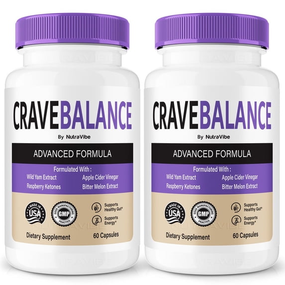 (2 Pack) CraveBalance – Natural Daily Pill Formula Designed to align with Fitness Goals, Support active Lifestyle & Body Balance | Just 2 Easy-to-Swallow Pills Daily (120 Capsules)