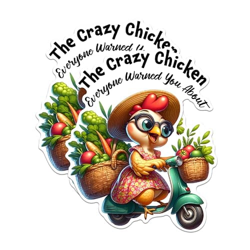 (2 Pack) The Crazy Chicken Magnets - Funny Chicken Magnets - Kitchen Decor Magnets - Farmhouse Magnets for Chicken Lovers- 5" On Longest Side - for Fridges, Toolboxes, Cars - Made in USA - MAG2922