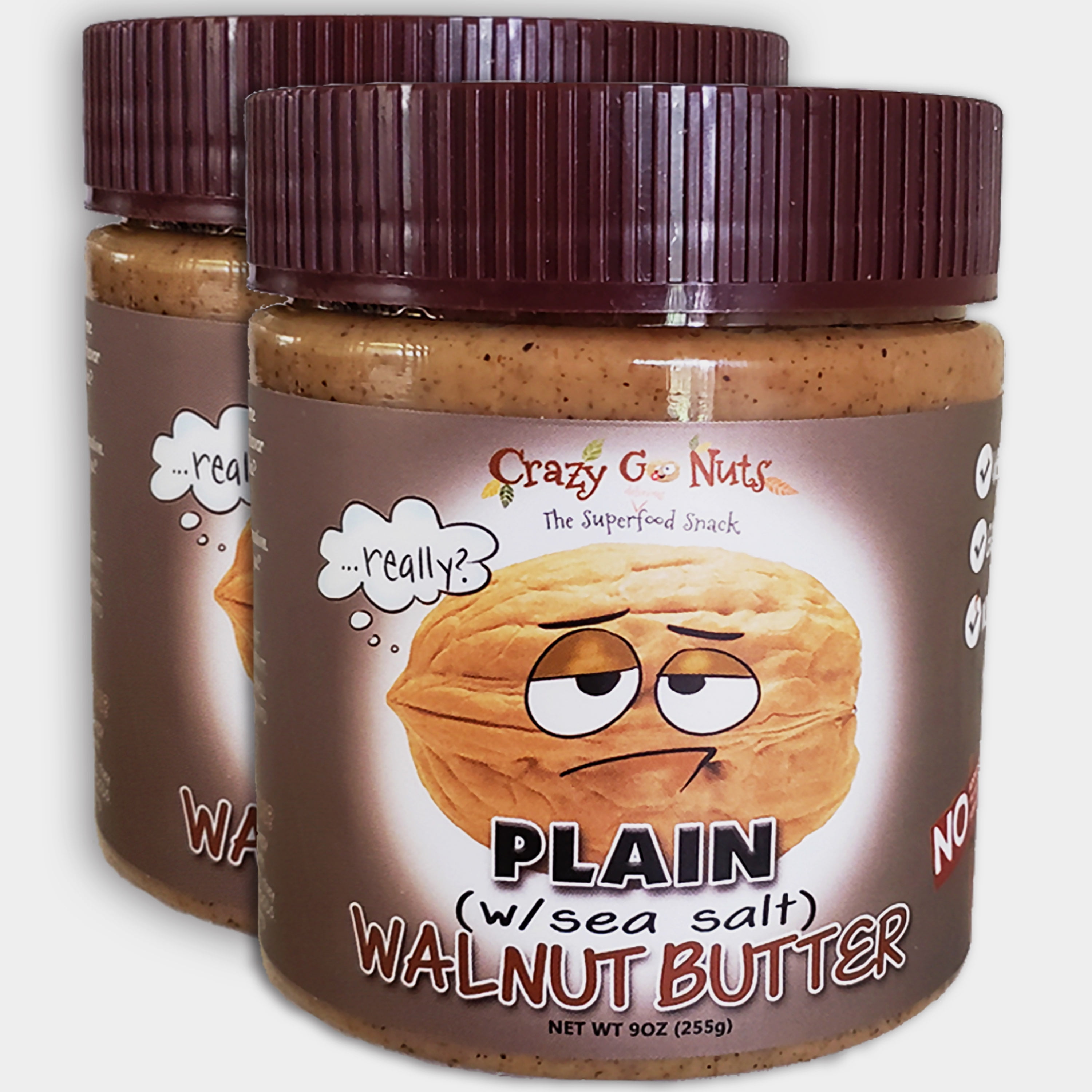 (2-Pack) Crazy Go Nuts Plain W/Sea Salt Walnut Butter