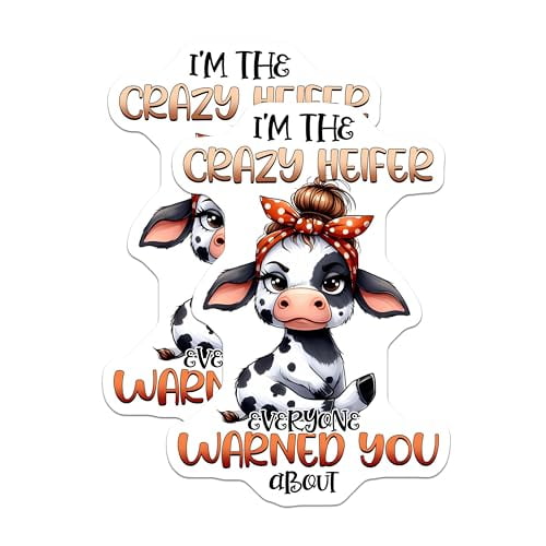 (2 Pack) Crazy Heifer Magnets - Fun Kitchen - Farm Animal Magnets - Refrigerator Magnets - Cute Cow Magnets - 5" On Longest Side - for Cars, Fridges, Toolboxes - Made in USA - MAG3780