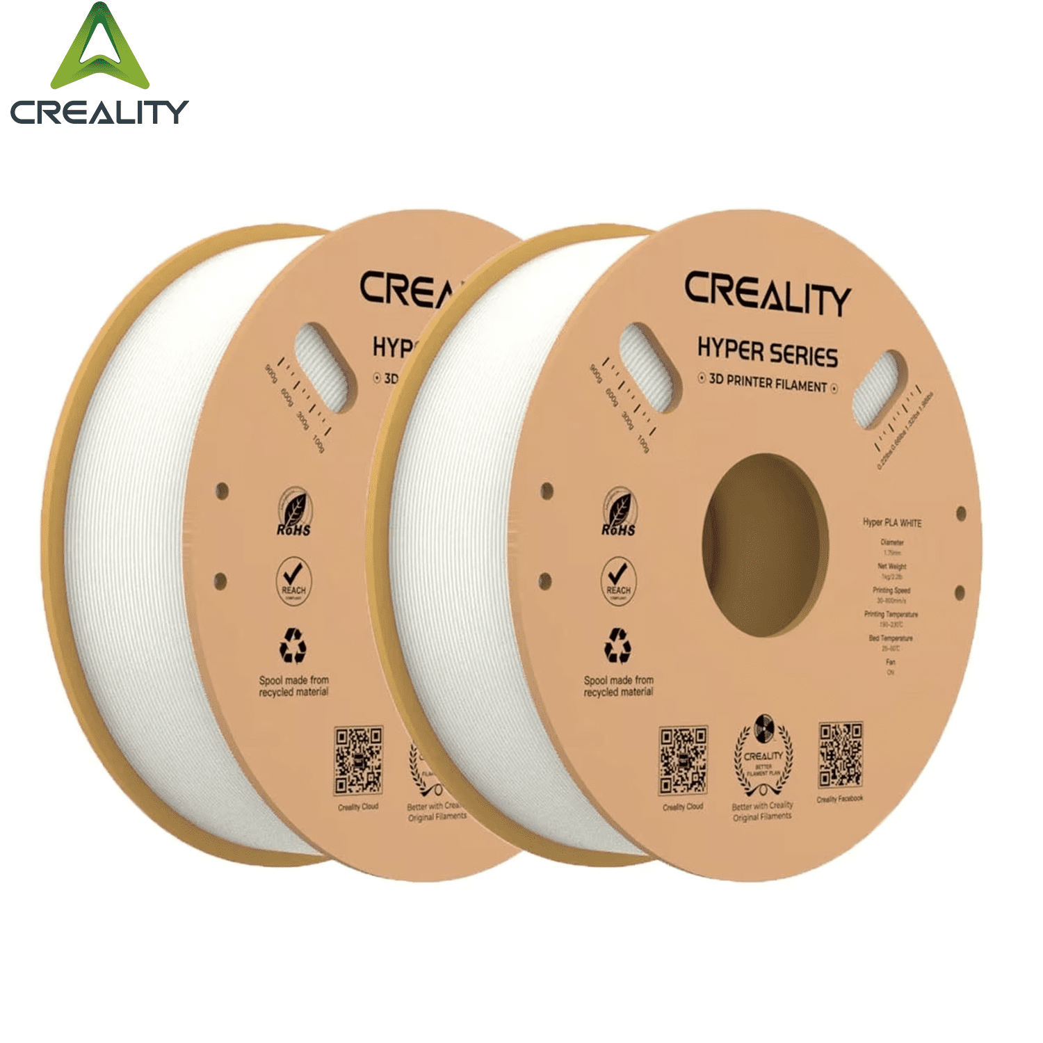 Extruded Teeth 2 Pack Creality Hyper PLA 1.75 mm Filament Fast 30-600mm/s Smooth ...