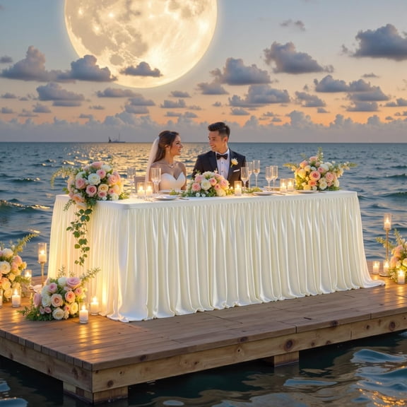 2 Pack Cream Rectangle Table Clothes for 8 Foot Tables