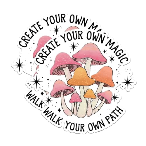(2 Pack) Create Your Own Magic Magnets - Walk Your Own Path Magnets - Mushroom Art Magnets- 5" On Longest Side - for Fridges, Toolboxes, Cars - Made in USA - MAG2571