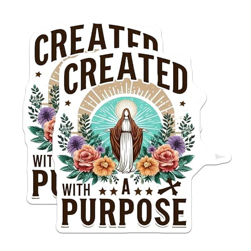 (2 Pack) Created with A Purpose Magnets - Inspirational Magnet - Floral Spiritual Magnet - 5" On Longest Side - for Cars, Fridges, Toolboxes - Made in USA - MAG3970