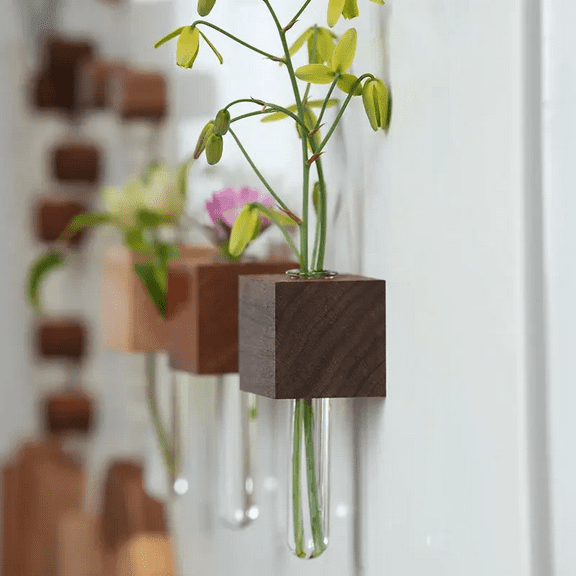 2-Pack Creative 3D Wooden Magnetic Flower Pot Fridge Magnets Unique Wall Decor for Plant Lovers