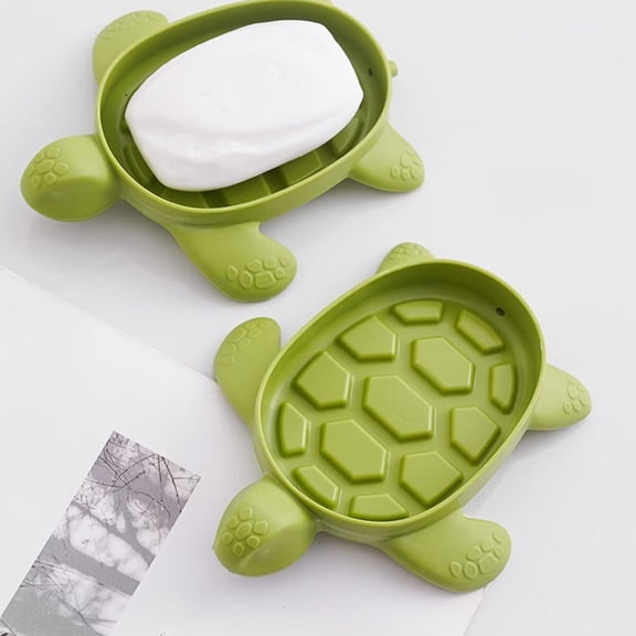 2 Pack Creative Turtle Soap Dish- Fun and Functional Bathroom Storage, Non-Slip Soap Holder for Sponges and Scrubbers
