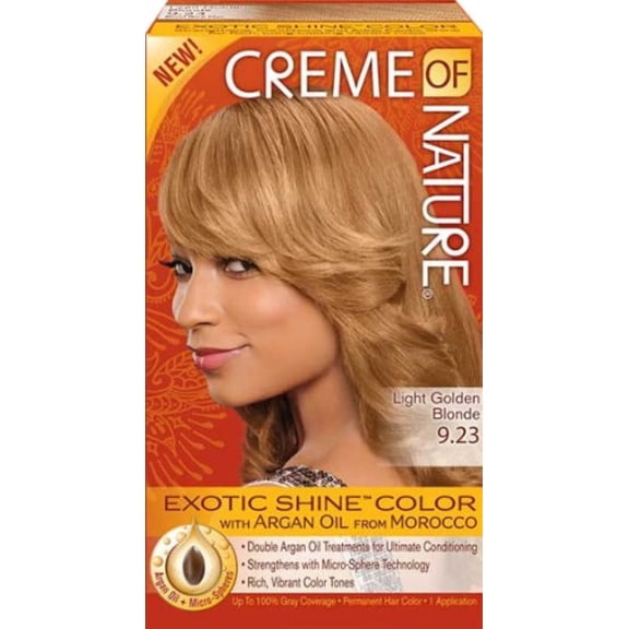 2 Pack - Creme of Nature Exotic Shine Color With Argan Oil, Light Golden Brown 9.23, 1 ea