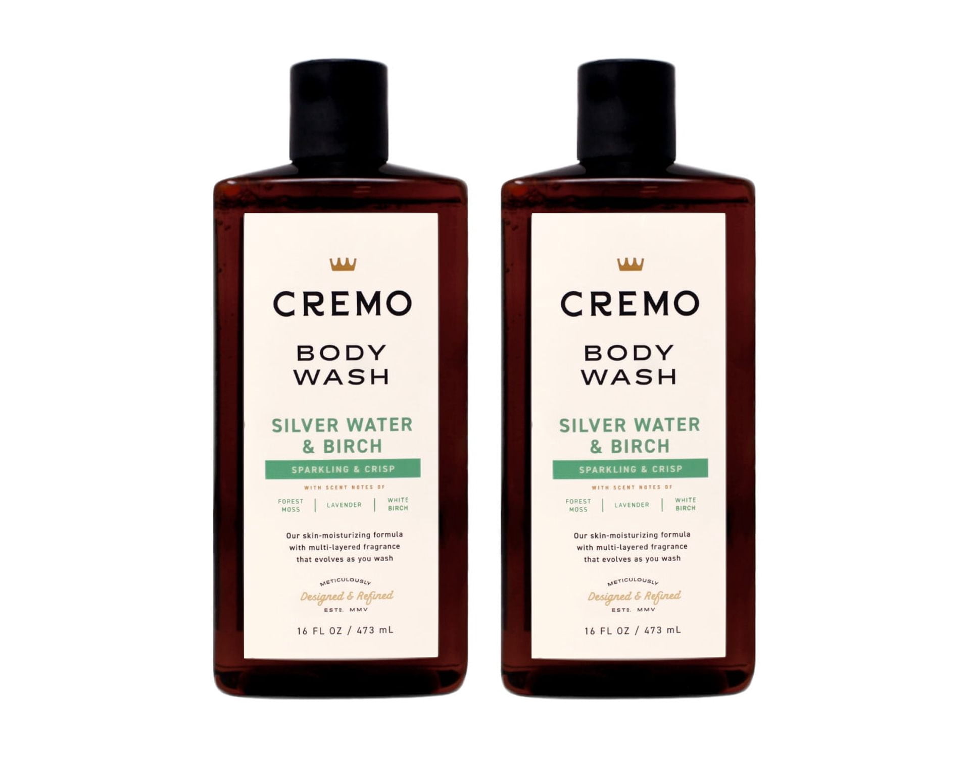 2 Pack - Cremo Body Wash for Men, Silver Water & Birch, Sparkling